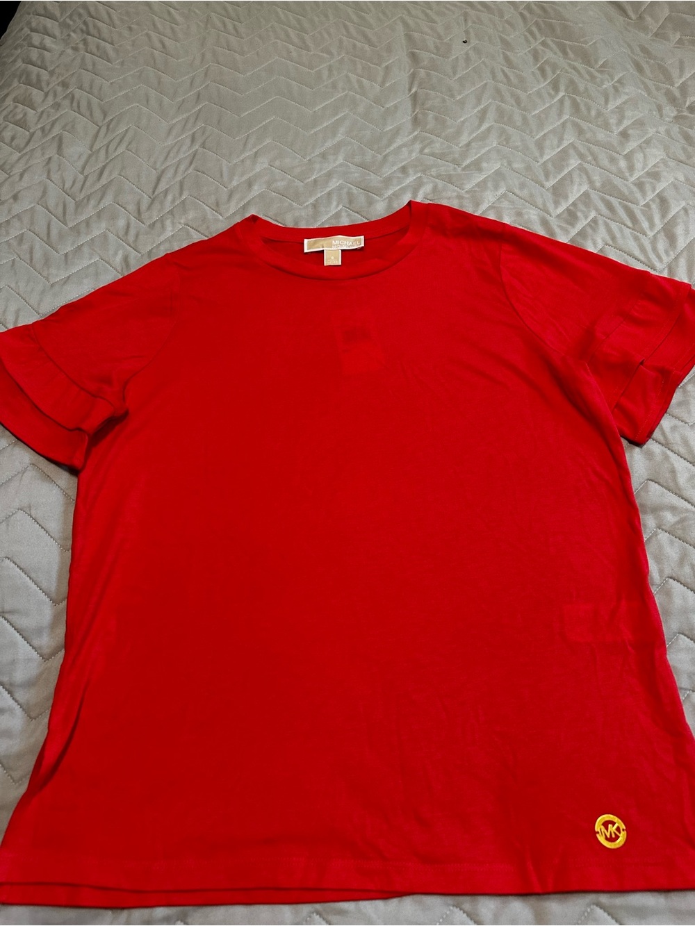 Michael Kors Coral-Red Crewneck Logo Tee size small less red than pic NWT